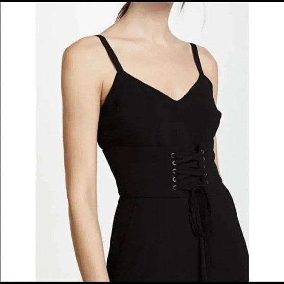 WAYF RIPLEY BLACK CORSET WAIST SLEEVELESS WIDE LEG JUMPSUIT WITH POCKETs SMALL - Picture 7 of 10